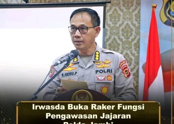 Irwasda Polda Jambi Kombes Pol. Raden Heru Prakoso membuka Rapat Kerja Fungsi Pengawasan Jajaran Polda Jambi T.A. 2023 pasa Selasa