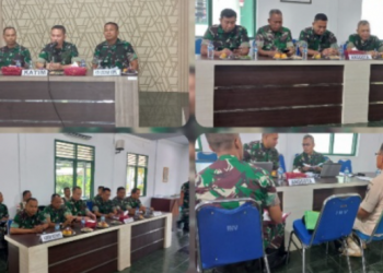Perwira Keuangan (Paku) Korem 042/Gapu Mayor Cku Hardiono ikuti acara Reviu Laporan Keuangan (LK) Satuan Kerja (Satker) Semester – II TA. 2022, bertempat di ruang Rapat Mako Hubdam ll/Swj Palembang