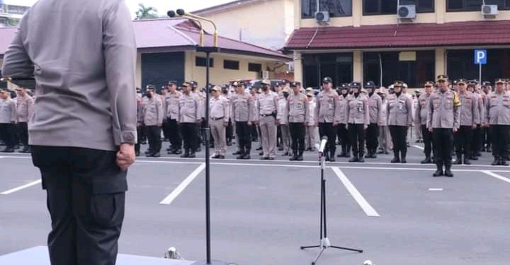 Pelaksanaan Apel Pagi Personel Polda Sumsel