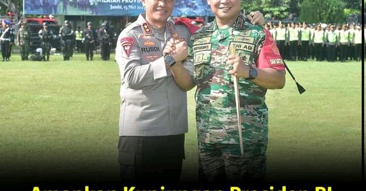Kapolda Jambi:Bersama Danrem 042/Gapu Ikuti Apel Gabungan Tni-Polri Untuk Pengamanan VVIP Presiden Republik