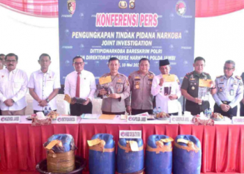 Kapolda Jambi Secara Langsung Menyampaikan Ungkap Kasus Tindak Pidana Narkoba Dalam Prees Rilis