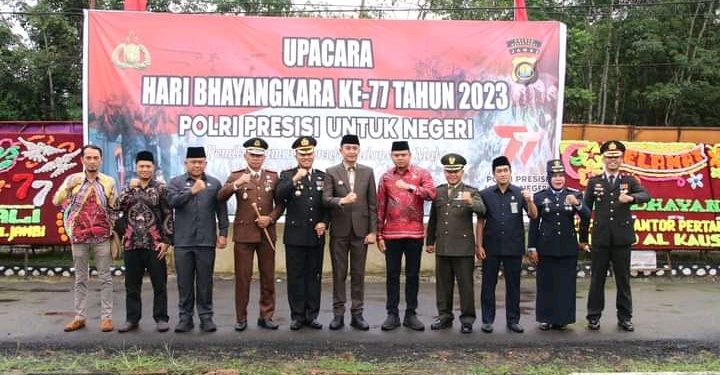 Puncak Peringatan HUT Bhayangkara Ke 77 Pemkab Muaro Jambi,Forkopimda Gelar Syukuran Dan Doa Bersama