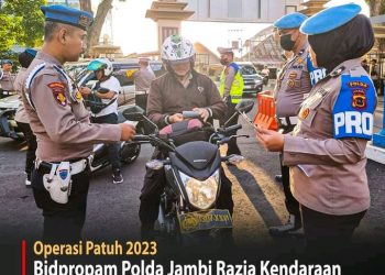 Kasubbid Provost Bidpropam Polda Jambi Laksanakan Penegakan Ketertiban Terhadap Kendaraan Anggota polri dan PNS Polri di Wilkum Polda Jambi