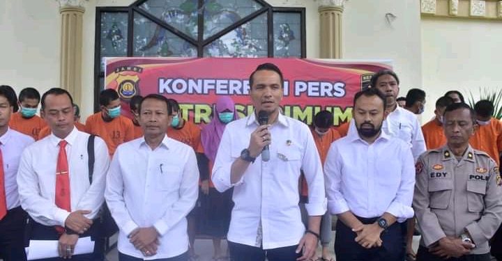 Direktorat Reserse Kriminal Umum Polda Jambi menggelar konferensi pers ungkap kasus Tindak Pidana Perdagangan Orang (TPPO) di wilayah Jambi