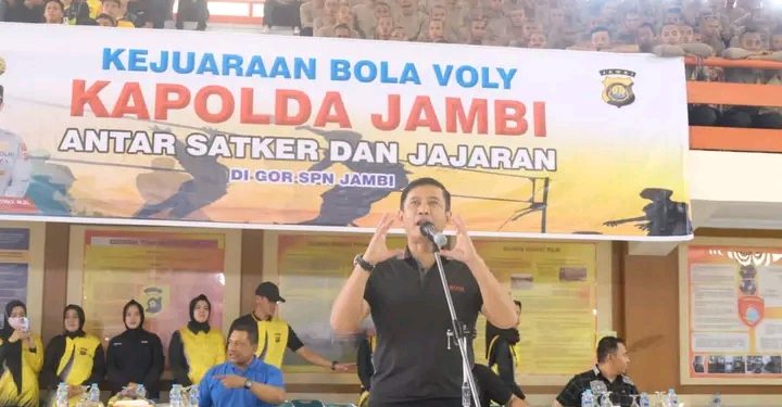 Memperingati Hari Olahraga Nasional (HAORNAS) ke -40 tahun 2023, Polda Jambi menggelar Kejuaraan Bola Voli Kapolda Jambi