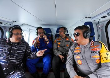 Kapolda Sumut Bersama Danlantamal Patroli Udara Pantau Perairan Belawan